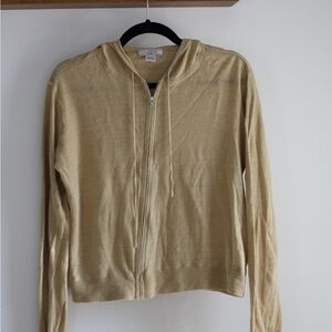 Beige Zip-Up Hoodie 100% linen